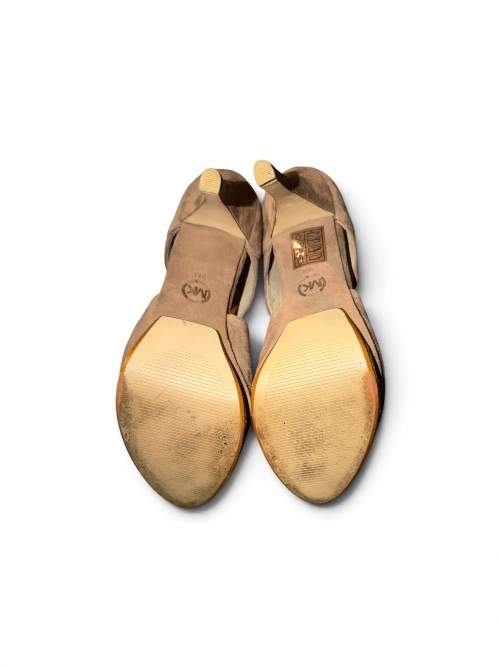 MK Michael Kors Elena Cross Strap Dark Dune Heels Size 9